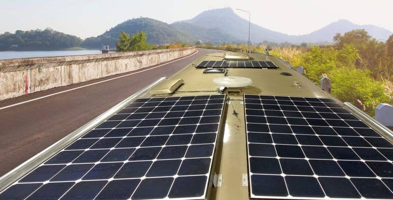 High-level RV solar system - read more here:https://www.victronenergy.com/blog/2019/04/04/9kwh-of-lithium-reserve-to-roam-the-roads/