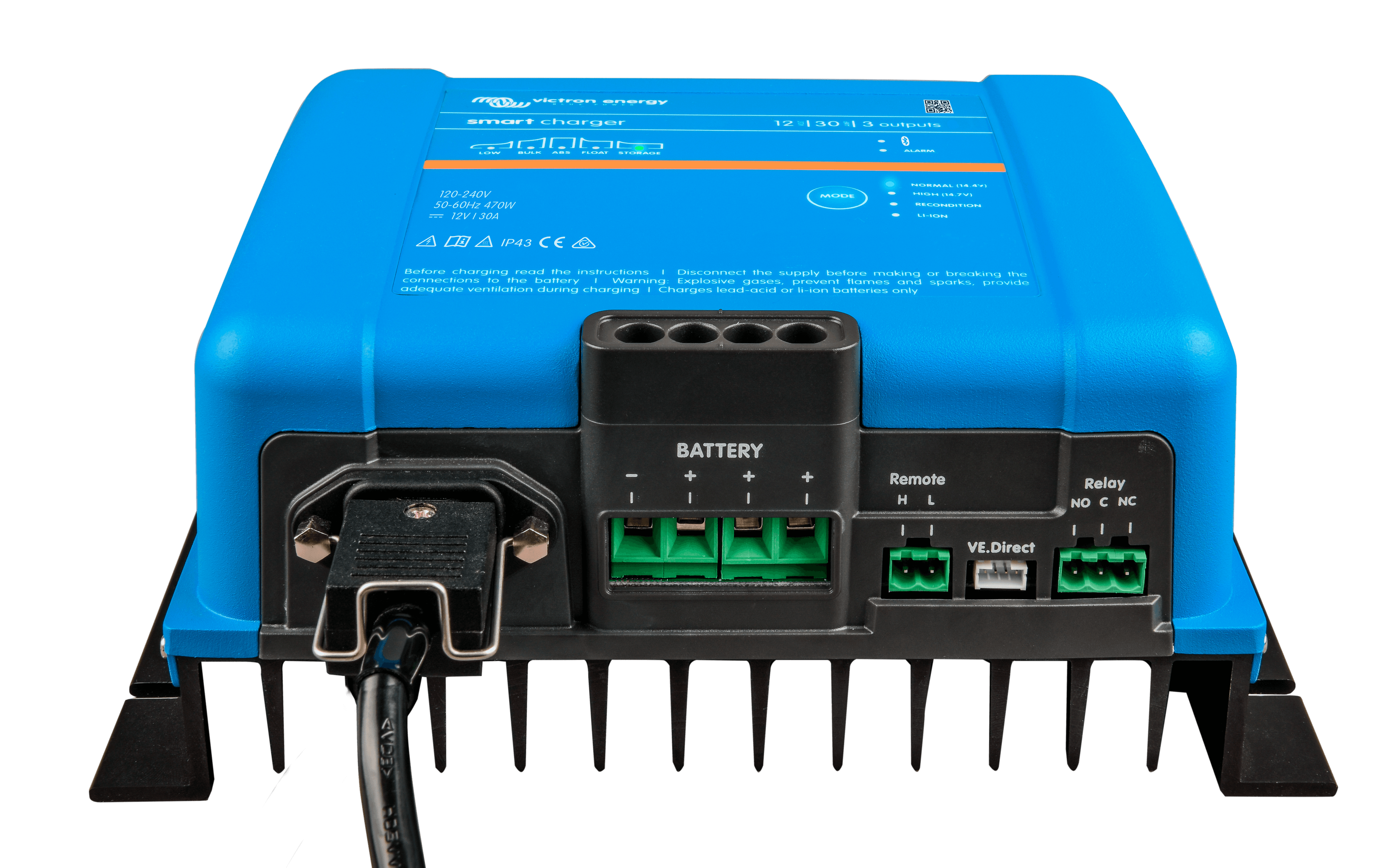 Smart IP43 Charger 12V 30A 3 outputs (front-angle)  thumbnail