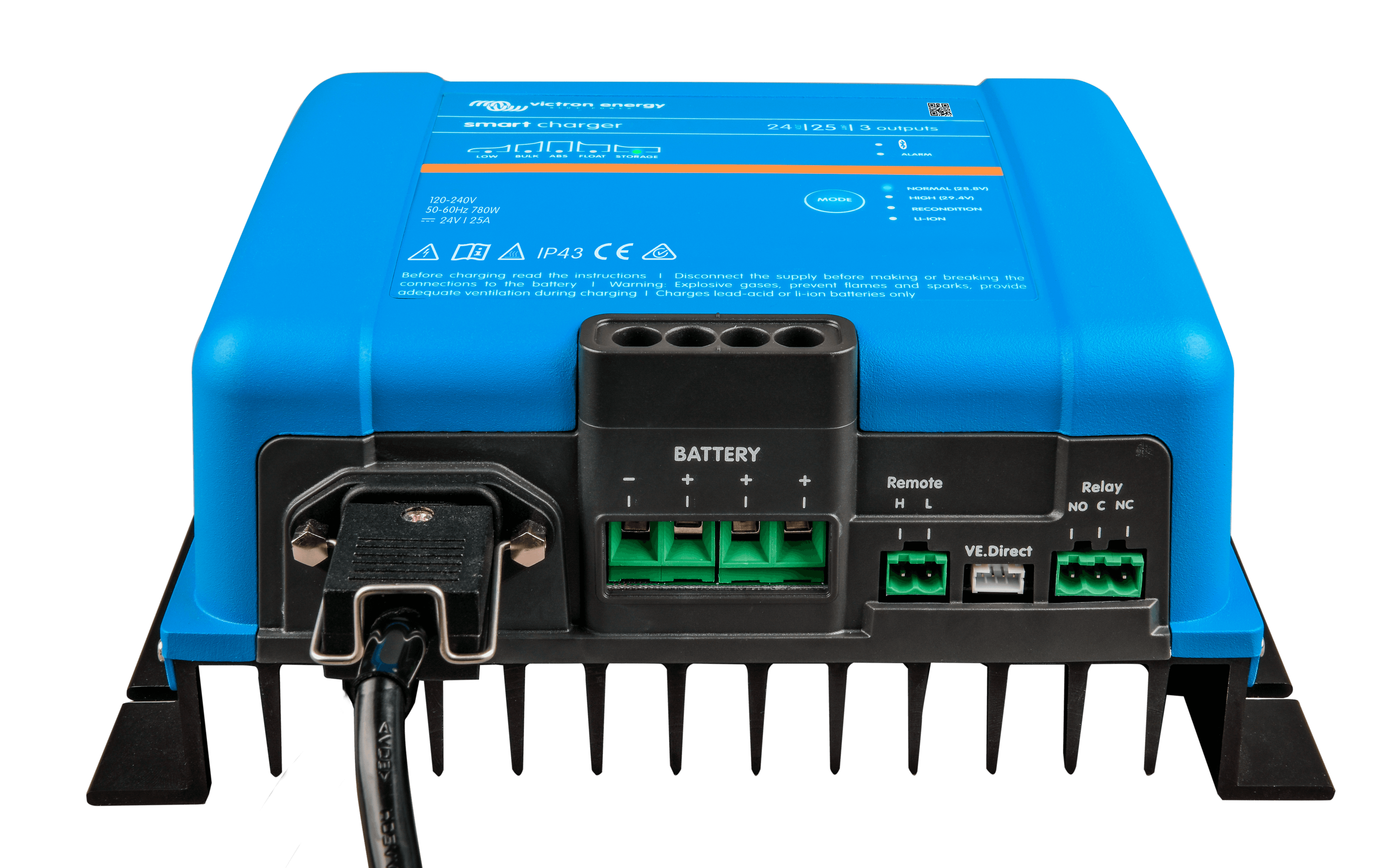 Smart IP43 Charger 24V 25A 3 outputs (front-angle)  thumbnail